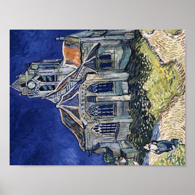 Póster Iglesia Auvers sur Oise pintura Vincent van Gogh (Frente)