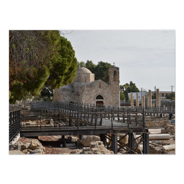Póster Iglesia Ayia Kyriaki y ruina Paphos, Chipre (Anverso)