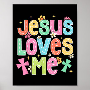 Póster Iglesia Cristiana Bíblica Groovy Jesus Loves Me