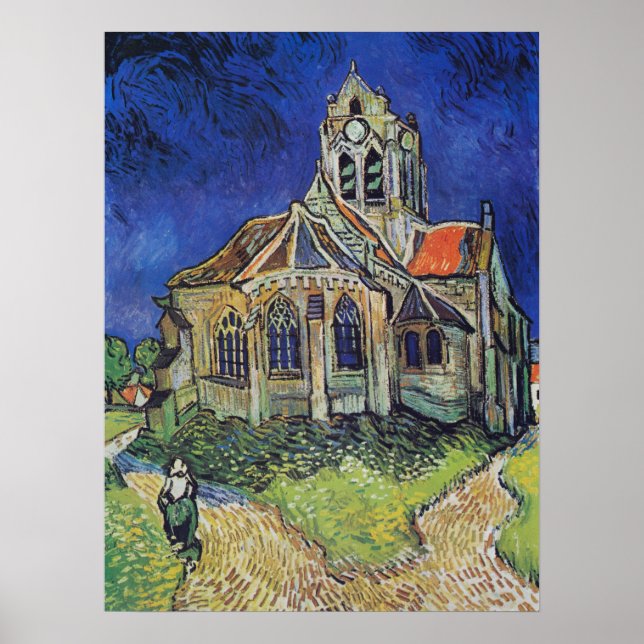 Póster Iglesia de Auvers 1890 por Vincent van Gogh (Frente)