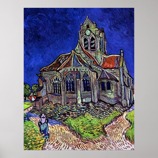 Póster Iglesia de Auvers, por Vincent van Gogh 1890 (Frente)