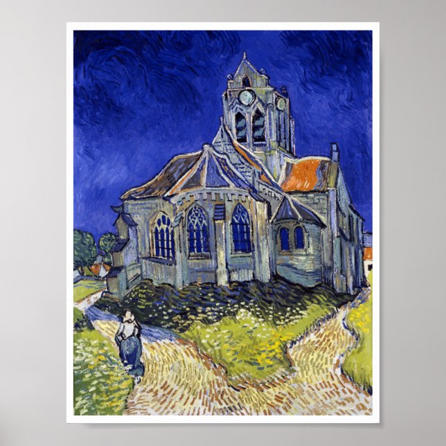 Póster Iglesia de Auvers, Van Gogh (Frente)