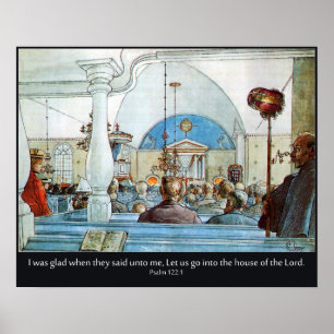 Póster Iglesia de Carl Larsson con Salm 122 Me alegra
