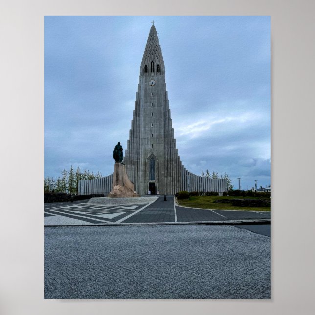 Póster Iglesia de Hallgrimfrikja Iglesia de Reykjavik Isl (Frente)