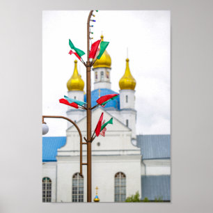 Póster Iglesia de la Arquitectura de la Bandera de Bielor
