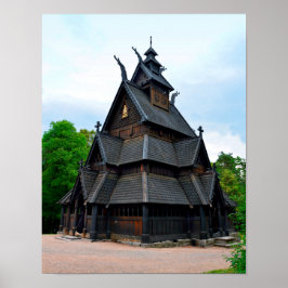 Póster Iglesia de la Escala Medieval de Noruega, Oslo, No