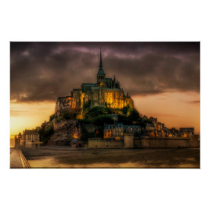 Póster Iglesia de la Isla Mont St Michel Normandía