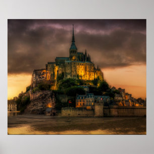 Póster Iglesia de la Isla Mont St Michel Normandía
