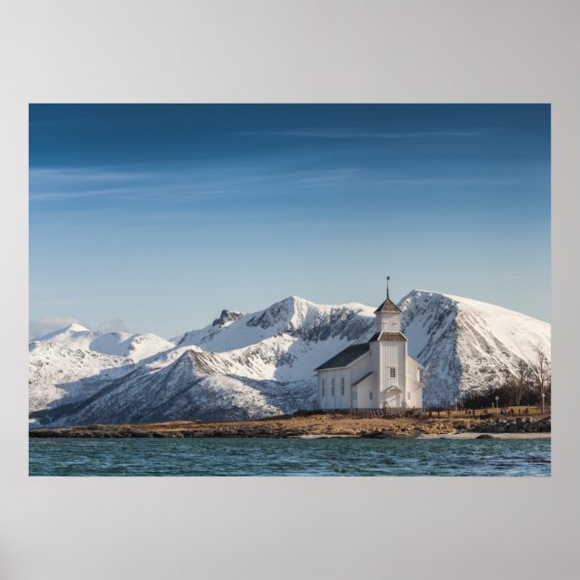 Póster Iglesia de Lofoten de Noruega (Frente)