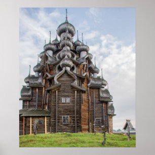 Póster Iglesia de madera ornamentada, Rusia
