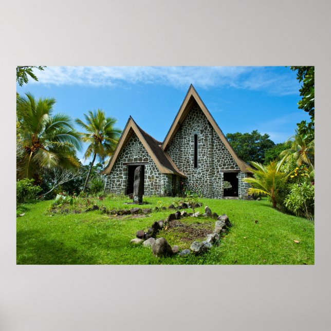 Póster Iglesia de piedra en la isla Kwato (Frente)