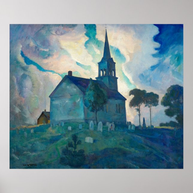 Póster Iglesia de Ridge por Newell Convers Wyeth (Frente)