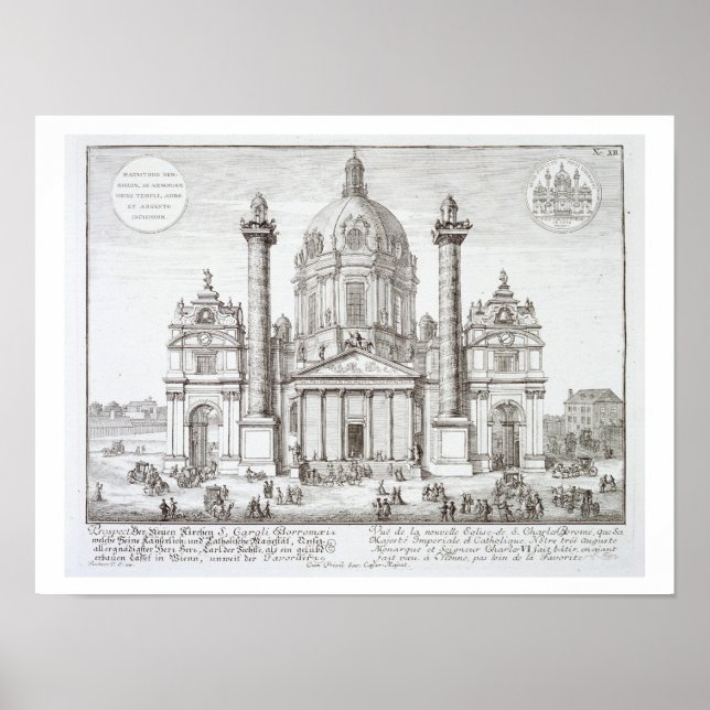 Póster Iglesia de San Carlos Borromeo (1538-84), Viena, (Frente)