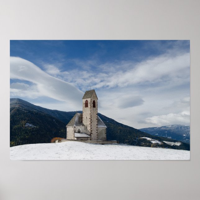 Póster Iglesia de San Jakob en el poster de Villnöss (Frente)