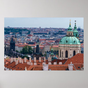 Póster iglesia de San Nicolás y techos de Praga
