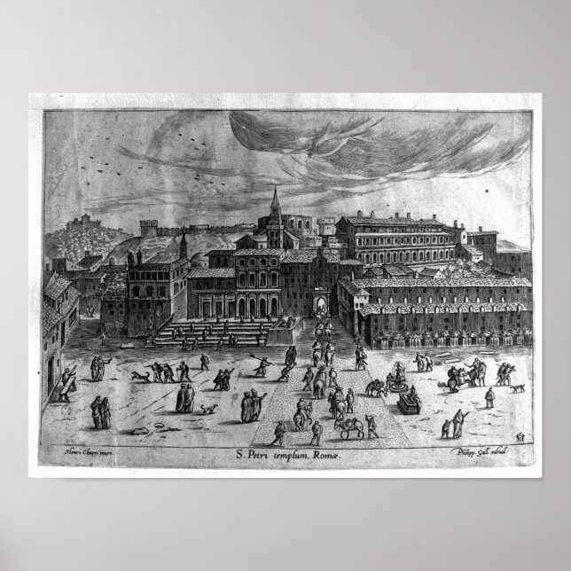 Póster Iglesia de San Pedro, desde las "Vistas de Roma" (Frente)