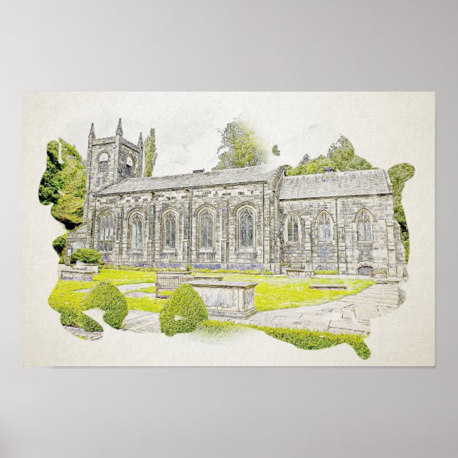 Póster Iglesia de Santa María, Luddenden (Frente)