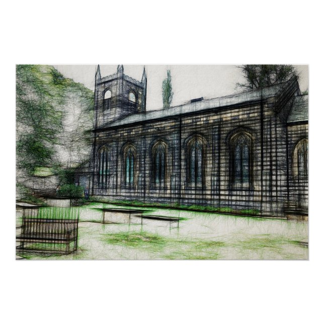 Póster Iglesia de Santa María, Luddenden (Anverso)