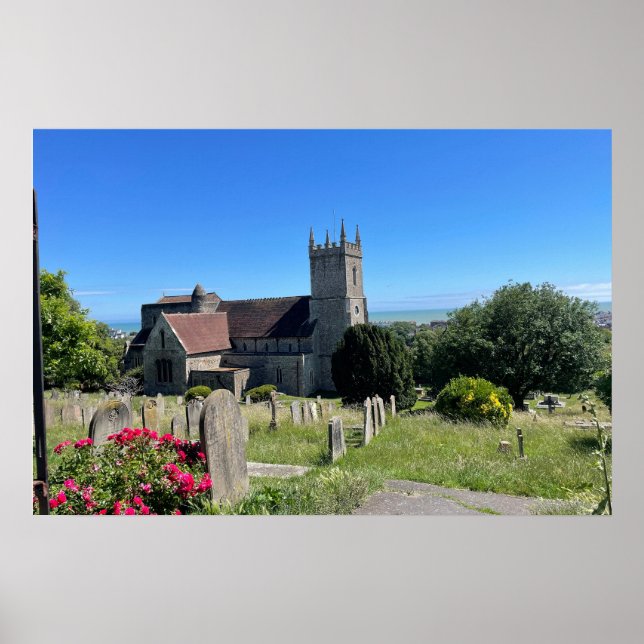 Póster Iglesia de St Leonards Hythe desde arriba (Frente)