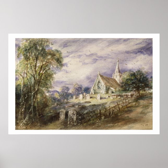 Póster Iglesia de Stoke Poges, 1833 (p/c sobre papel) (Frente)