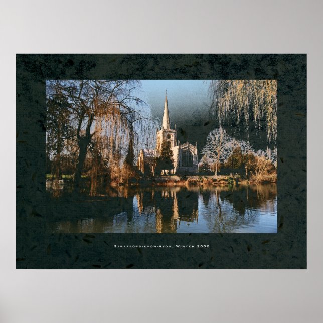 Póster Iglesia de Stratford al otro lado del río Avon. (Frente)