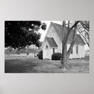 Póster Iglesia del Pequeño País en Blanco y Negro