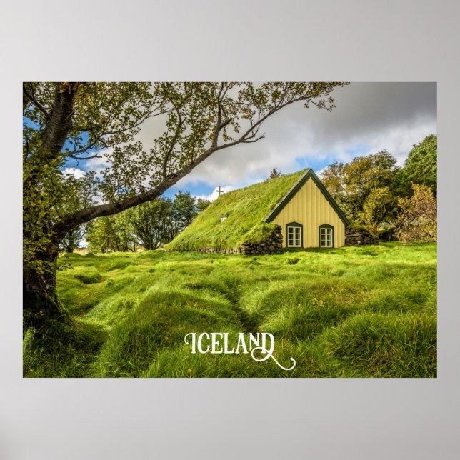 Póster Iglesia del Turf de Islandia (Frente)