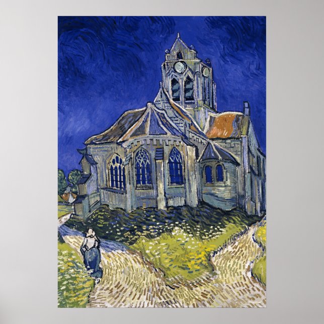 Póster Iglesia en Auvers por Van Gogh Painting Art (Frente)
