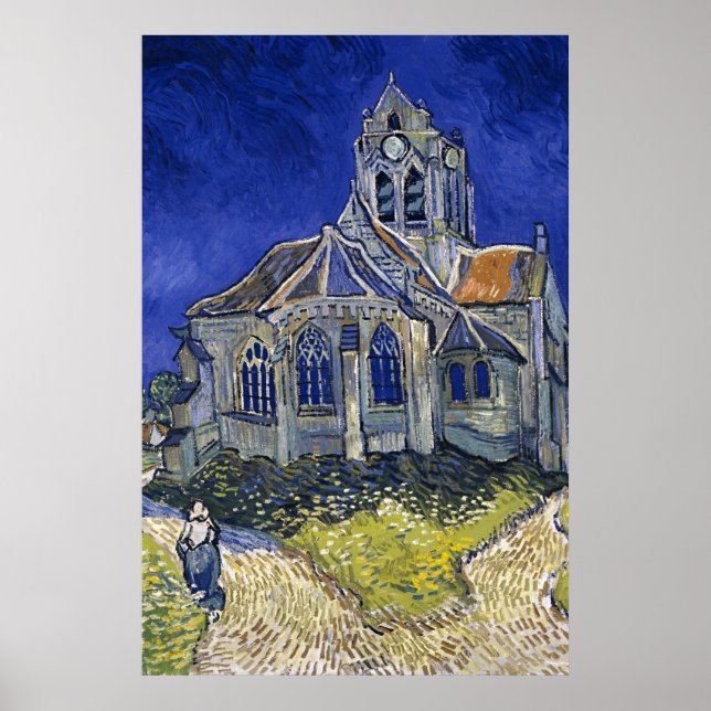 Póster Iglesia en Auvers por Van Gogh Painting Art (Frente)