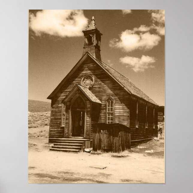 Póster Iglesia en Bodie, CA (sepia) Print (Frente)