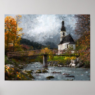 Póster Iglesia en el bosque