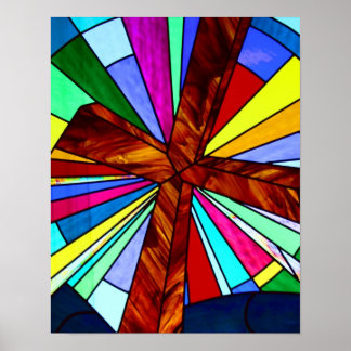 Póster Iglesia fotográfica de cristal con manchas cruzada