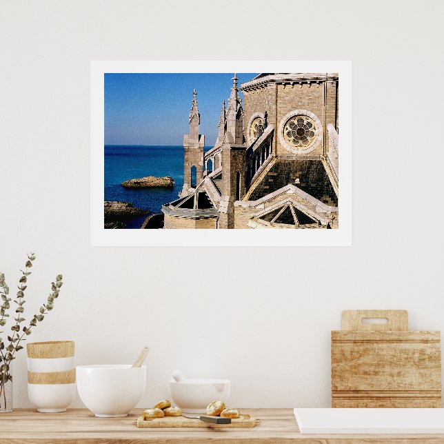 Póster Iglesia frente al océano (Cocina)