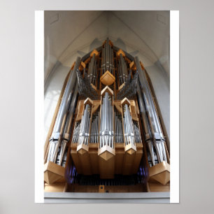 Póster Iglesia Hallgrímskirkja Órgano de Tubos Islandia