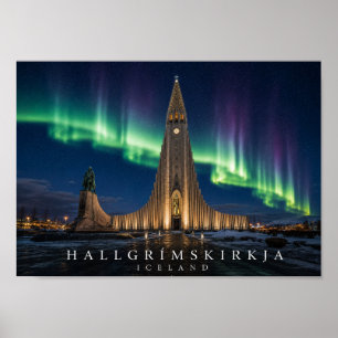 Póster Iglesia Hallgrímskirkja Reikiavik Islandia A4