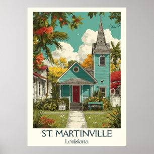 Póster Iglesia histórica de St. Martinville LA Vintage