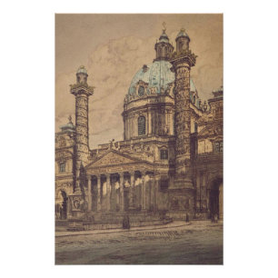Póster Iglesia Karlskirche en Viena, Austria