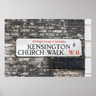 PÓSTER IGLESIA KENSINGTON CAMINA W8 - RÓTULO LONDRES ROAD