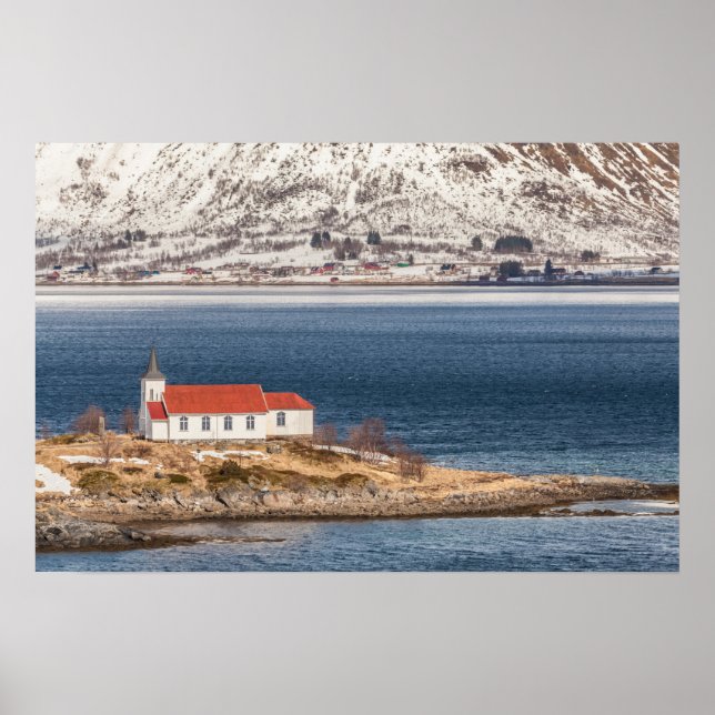 Póster Iglesia noruega de Lofoten (Frente)