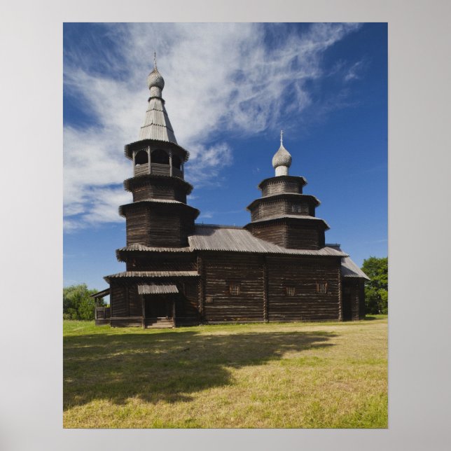 Póster Iglesia ortodoxa rusa de madera tradicional (Frente)