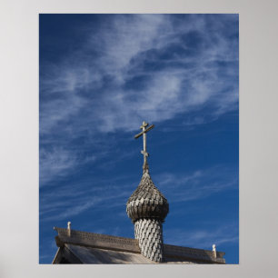 Póster iglesia ortodoxa rusa de madera tradicional