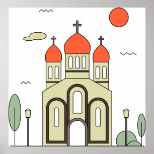 Póster Iglesia Ortodoxa Rusa minimalista