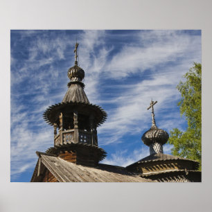 Póster Iglesia ortodoxa rusa tradicional de madera
