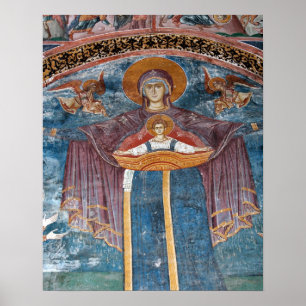 Póster Iglesia ortodoxa serbia, y un sitio de la UNESCO,