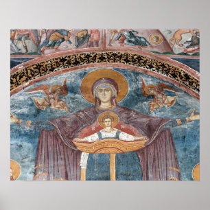 Póster Iglesia ortodoxa serbia, y un sitio de la UNESCO, 