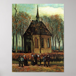 Póster Iglesia reformada en Nuenen, Bella Artes Van Gogh