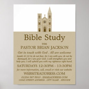 Póster Iglesia Santa, anuncio de clase de la Biblia Crist
