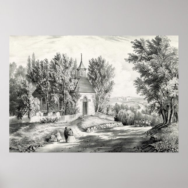 Póster Iglesia Sleepy Hollow cerca de Tarrytown NY - 1867 (Frente)
