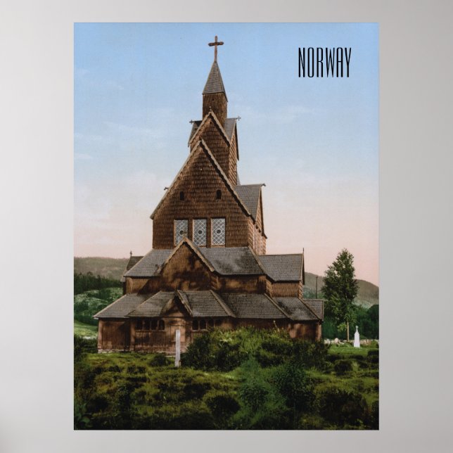 Póster Iglesia Stave en Noruega (Frente)