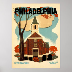 Póster Iglesia vieja de Philadelphia sueco - WPA
